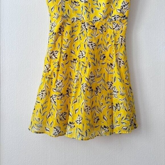 Alice + Olivia Glinda Floral Fit & Flare Silk Blend Mini Dress Yellow Size 0 - Picture 7 of 10